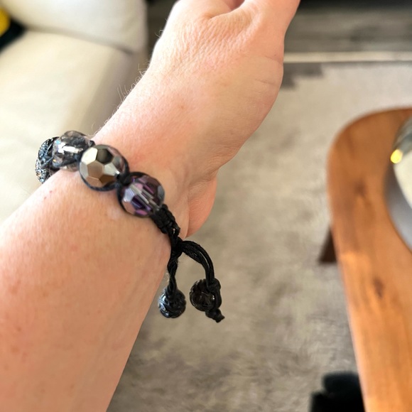 Shamballa Bracelet Silver Grey and Black Sparkles - Picture 6 of 10